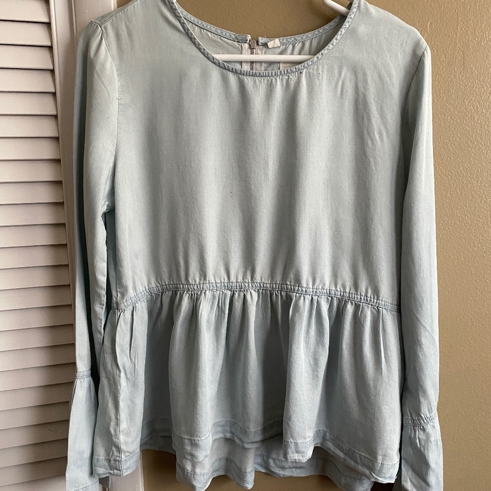 Thread & Supply Bell Sleeve Chambray Blouse